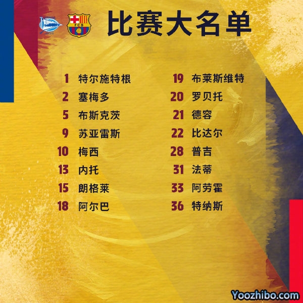 <a href=/zuqiuzhongguo/barcelona/ target=_blank class=infotextkey>巴萨</a>收官战vs阿拉维斯大名单
