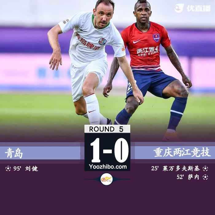 青岛1-0重庆 博拉尼奥斯进球被取消刘健补时绝杀